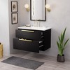 Hyleory 36 inch Wall Mounted Bathroom Vanity with Resin Sink Two Large Storage Drawers and Side Towel Rack - 4 of 4