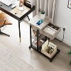 C Shaped End Table, Industrial Rolling Bedside Table with Filp Top, Power Outlets, Lockable Wheels, 3 Tier Couch Table Side Table with Storage - 3 of 4