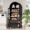 71" Tall MDF Arched Glass-Door Kitchen Pantry Cabinet with Adjustable Shelves, Glass Door and 2 Large Drawers for Kitchens, Dining Room - 4 of 4