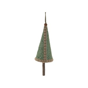 HomeRoots Set of Four Green And Natural Woven Bamboo Christmas Tree Shaped Ornaments - 1 of 4