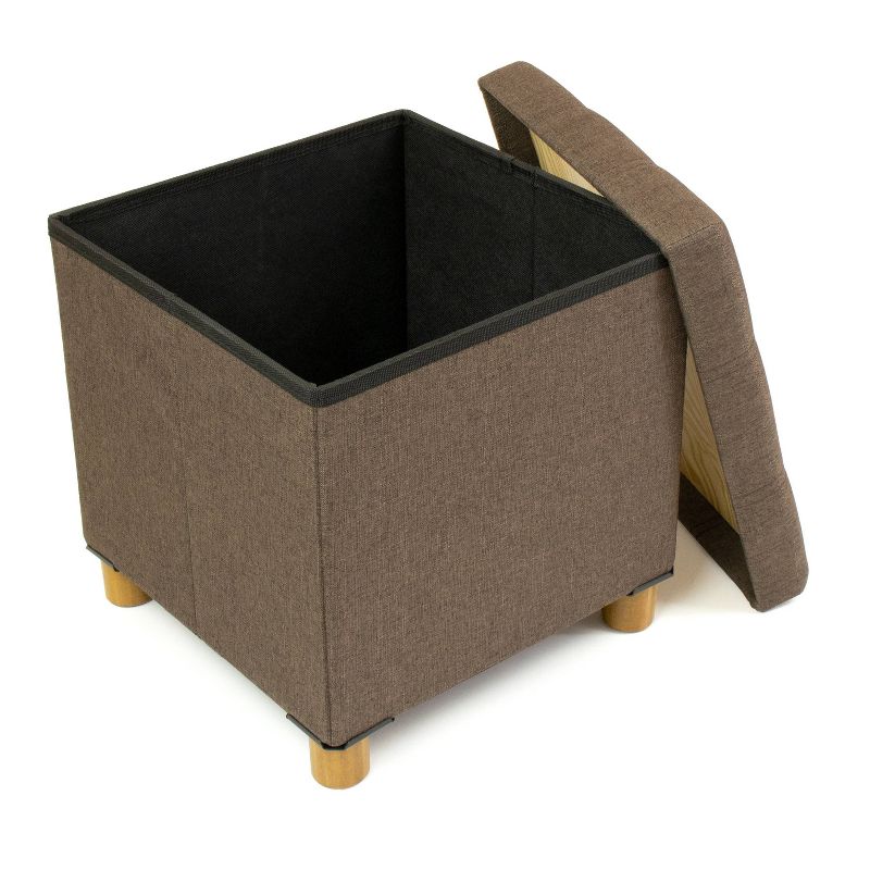 Foldable Storage Ottoman with Reversible Tray Cover Taupe - Humble Crew, 4 of 9