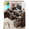 Dyonery 60" Farmhouse Executive Office Desk with Drawers and File Cabinet, Embossed Texture Wood Home Office Desk,Black/Brown/White and brown - 3 of 4