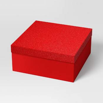 RED GIFT BOX With Grey Ribbon Set of Two 7 and 6