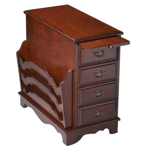 HomeRoots 24" Dark Brown Manufactured Wood Rectangular End Table With Four Drawers - 1 of 4