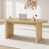 70.8 in Dining Table for 6-8 People, Modern Oval Kitchen Table with Wood Strip Base, for Kitchen, Living Room, Office, Restaurant, Multi-Use - 2 of 4
