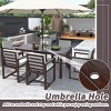 7-Piece Outdoor Dining Set, Dining Table with Umbrella Hole, Dining Armrest Chairs with Acacia Wood Frame and Foam Cushions–Cuddlewood - 3 of 4