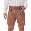 MISSKY Men's Faux Suede Embroidered Shorts with Belt - 2 of 4