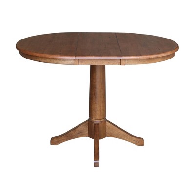 Eco-Friendly Distressed Oak Round Extendable Counter Table