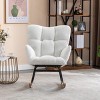 Indoor Rocking Chair Wingback Arm Chair Tufted Upholstered Teddy Fabric Nursery Room Rocking Chair With Solid Wood Base-Maison Boucle - 2 of 4