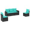 vidaXL 5 Piece Patio Sofa Set with Cushions Black Poly Rattan - 2 of 3