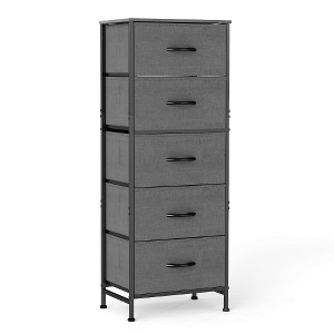 Lyngins 5-Drawer Tall Dresser for Bedroom, Spacious Chest of Drawers, Storage Cabinet with Fabric Bins & Wooden Top for Closet/Entryway/Nursery - 1 of 4