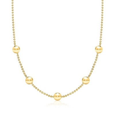 Ross-Simons Italian 18kt Gold Over Sterling Bead Station Necklace Size 18