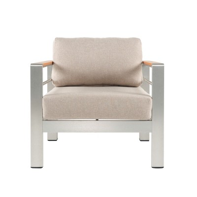 Coolbibila-Patio Club Chair, Aluminum Accent Chairs, Arm Chairs With Cushion And Back, Patio Accent Chairs With Modern Design