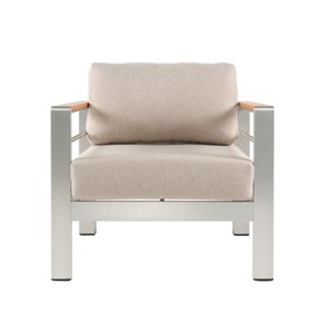 Coolbibila-Patio Club Chair, Aluminum Accent Chairs, Arm Chairs With Cushion And Back, Patio Accent Chairs With Modern Design - 1 of 4