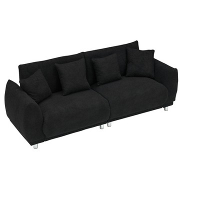 NicBex 86.6 Inch Teddy Fleece Sofa Couch 2-Seater Sofa with 4 Pillows for Living Room,Apartment,Bedroom
