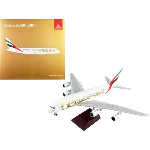 Airbus A380-800 Commercial Aircraft White with Striped Tail 