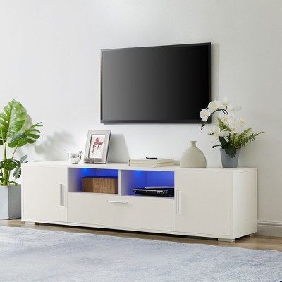 NicBex TV Stand for 65 Inch TV with LED Light,TV Entertainment Center with 3 Cabinets and Open Shelves,TV Console Table for Living Room