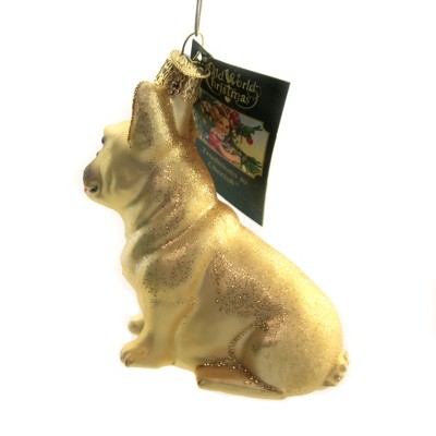 6-Inch Beige Glass French Bulldog Tree Topper