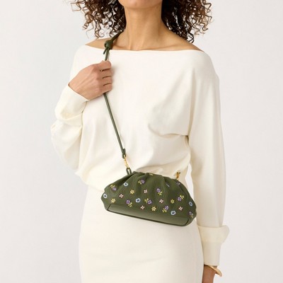 Vera Bradley Women's Leather Small Taber Crossbody Bag Meadow Bouquet Bronze Green — фото 3