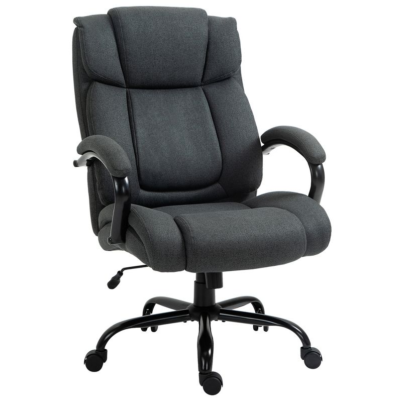 Vinsetto High Back Big and Tall Executive Office Chair 484lbs with Wide Seat Computer Desk Chair with Linen Fabric Swivel Wheels Charcoal Gray, 1 of 10