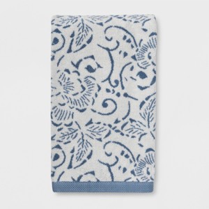 Floral Design Bath Towels Blue - Threshold