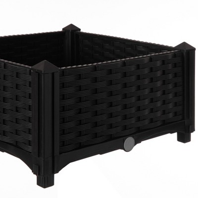 Black Rattan Raised Garden Bed Planter Box
