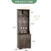 Acekool Farmhouse Narrow Hall Tree with Bench and Shoe Storage, Coat Rack, Barn Door, Small Entryway Organizer - 3 of 4