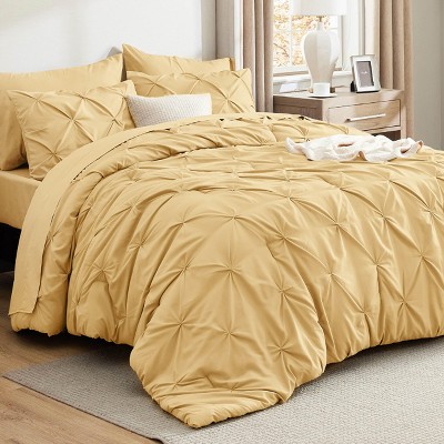 Bedsure | 5/7 Pcs Bed in a Bag Solid Diamond Pintuck Bedding Set for All Season