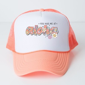 The Juniper Shop You Had Me At Aloha Youth Foam Trucker Hat - Youth - White Coral - 1 of 2