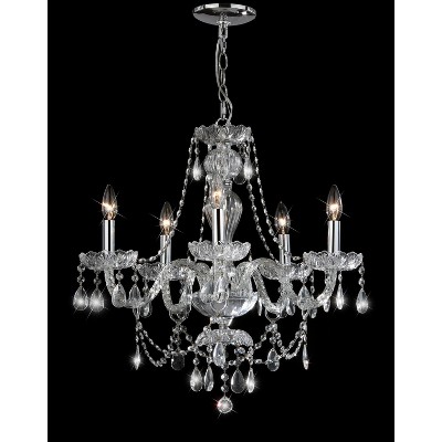 Chrome and Crystal 5-Light Adjustable Chandelier