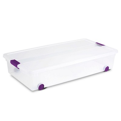 Sterilite 17611704 60 Quart ClearView Latch Lid Wheeled Underbed Box (12 Pack)