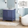 ChicFurnit Bathroom Vanities 30 Inch Freestanding Vanity with Marble Top and Soft Close Door for Bathroom, Navy Blue, 30.27"*19.05"*34" - 3 of 4