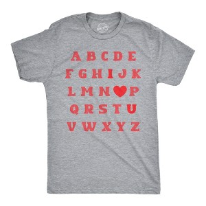 Mens Valentine Alphabet T Shirt Funny Cute Valentines Day Gift Lovers Tee For Guys - Crazy Dog Men's T Shirt - 1 of 4