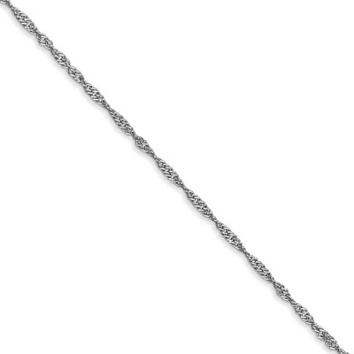 Black Bow Jewelry 1.3mm 10k White Gold Polished Singapore Chain Necklace