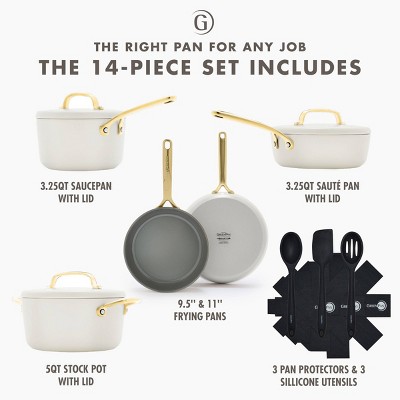 11-Piece Gold Finish Non-Stick Aluminum Cookware Set