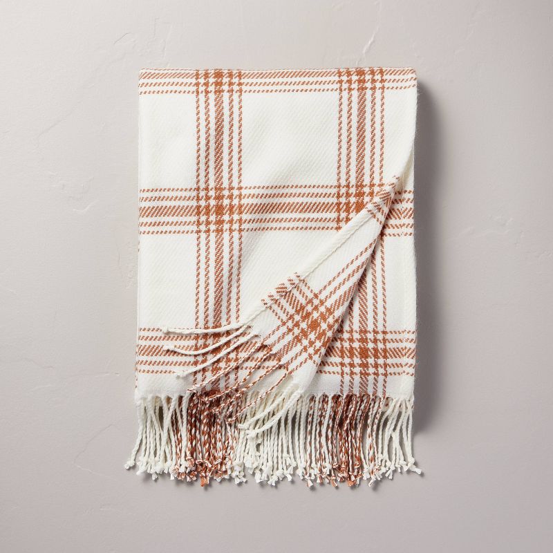 Plaid Woven Throw Blanket Blush/Cream - Hearth &#38; Hand&#8482; with Magnolia, 1 of 5