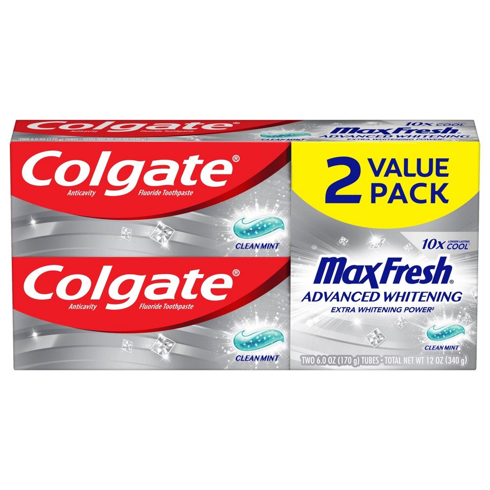 Colgate Max Fresh Advanced Whitening Toothpaste for Bad Breath - 12oz/2pk