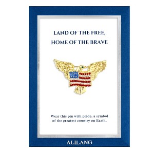 Anna-Kaci Golden Tone Bald Eagle Flag Brooch Pin with Gift Message Card & Envelope Jewelry Gifts - 1 of 4