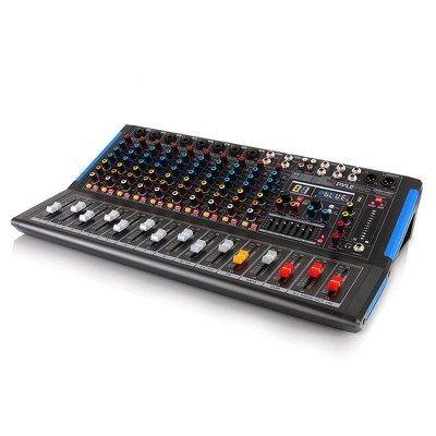 Pyle PMXU128BT 12 Channel Sound Board Mixer System w/ Bluetooth Wireless Receiver & Power Adapter Cable for DJ Studio Console Controller Audio Mixing