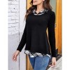 BLUEMING Womens Polo Shirts Color Block Faux Layering Shirts Plaid Shirts Teacher Shirts Everyday Tops - 4 of 4