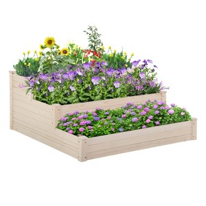 BestMassage Raised Garden Bed Elevated Wood Planter Box Stand for Backyard Patio Balcony, Nature - 1 of 4