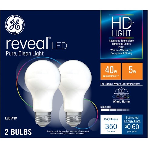 Ge 2pk 40w Reveal A19 Led Light Bulbs : Target