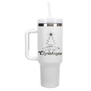 100 North It's Beginning To Look A Lot Like Christmas Tree Wrap-Around 40 Oz. Stainless Steel Water Bottle Coffee Mug, Spill & Leak Resistant, Travel - 1 of 4