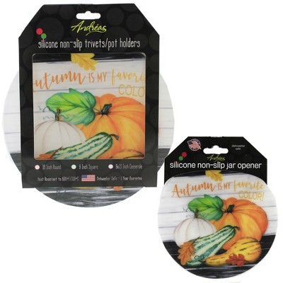 Tabletop 10.0" Pumpkin Gourdssilicone Pads Pot Holder Trivet Jar Opener Andrea  -  Trivets