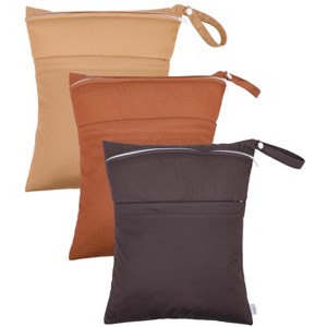 Wet Dry Bags 3 Pack | Reusable Waterproof Storage Bags with 2 Pockets for Swim, Diapers, Gym & Travel - 1 of 4