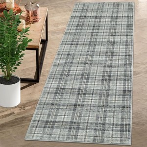 Washable Non-Slip Plaid Carpet - Farmhouse Living Room & Bedroom Rug, Soft Office Decor - 1 of 4