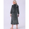 cheibear Women's Flannel Fluffy Plush Long Zip Front Bathrobe with Pockets - 3 of 4