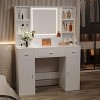 Large Vanity Desk with Mirror & Lights, 3 Color Modes, 2 USB Port ＆ 2 Socket, Dressing Table Set - 4 of 4