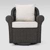 Venti 5pc Wicker Swivel Club Chairs and Fire Pit - Dark Brown/Beige - Christopher Knight Home: Gas Burning, Weather-Resistant Patio Set - 3 of 4