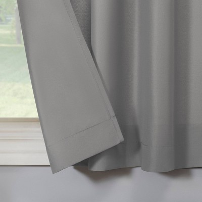 Gray Microfiber Semi-Sheer Rod Pocket Kitchen Curtain Set